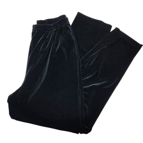 Vintage‎ Dani Max Velvet Velour Pants Sz 14 Black Elastic Waist Lounge Comfy - Picture 3 of 5